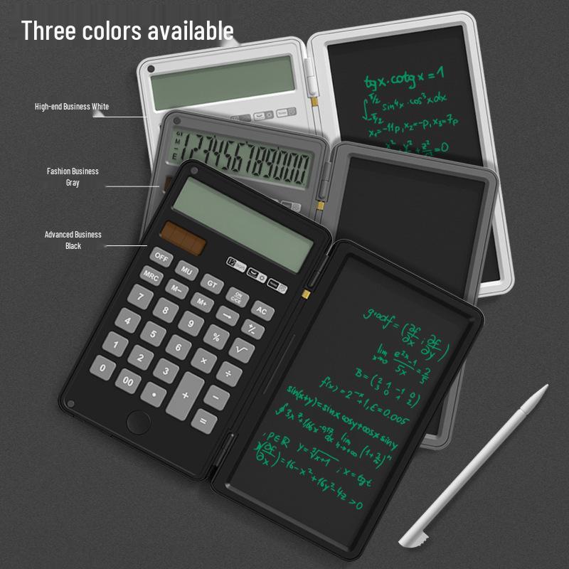 Portable LCD Writing Tablet with Flip Calculator for Students and Office