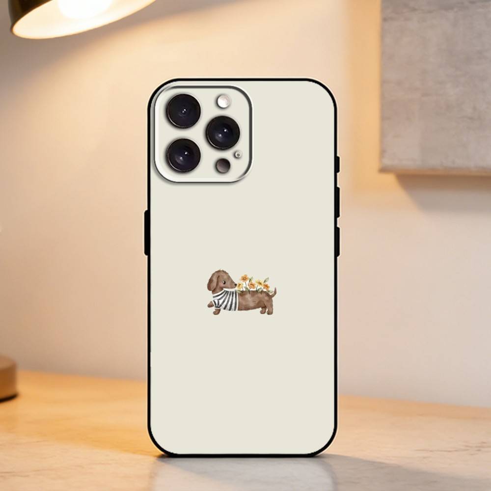 C-Cute Dachshund Phone Case For iPhone 17,16,15,14,13,12,11 Plus,Pro Max,XS,Soft Silicone Black Cover