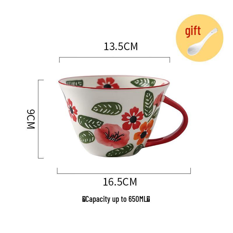 Zhishe American Style Hand-painted Ceramic Mug with Spoon