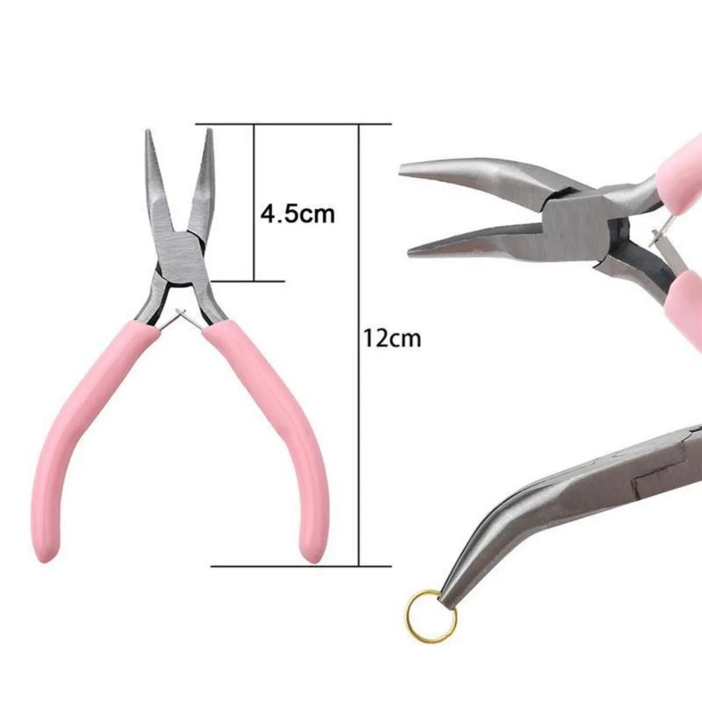 Cute Pink Color Handle Anti-slip Splicing and Fixing Jewelry Pliers Tools & Equipment Kit for DIY Jewelery Making Needlework