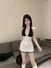 Korean Beautiful and Unique Neck Lace Suspender Top Polka Dot Skirt Two-piece Set Ootd Wear New Models
