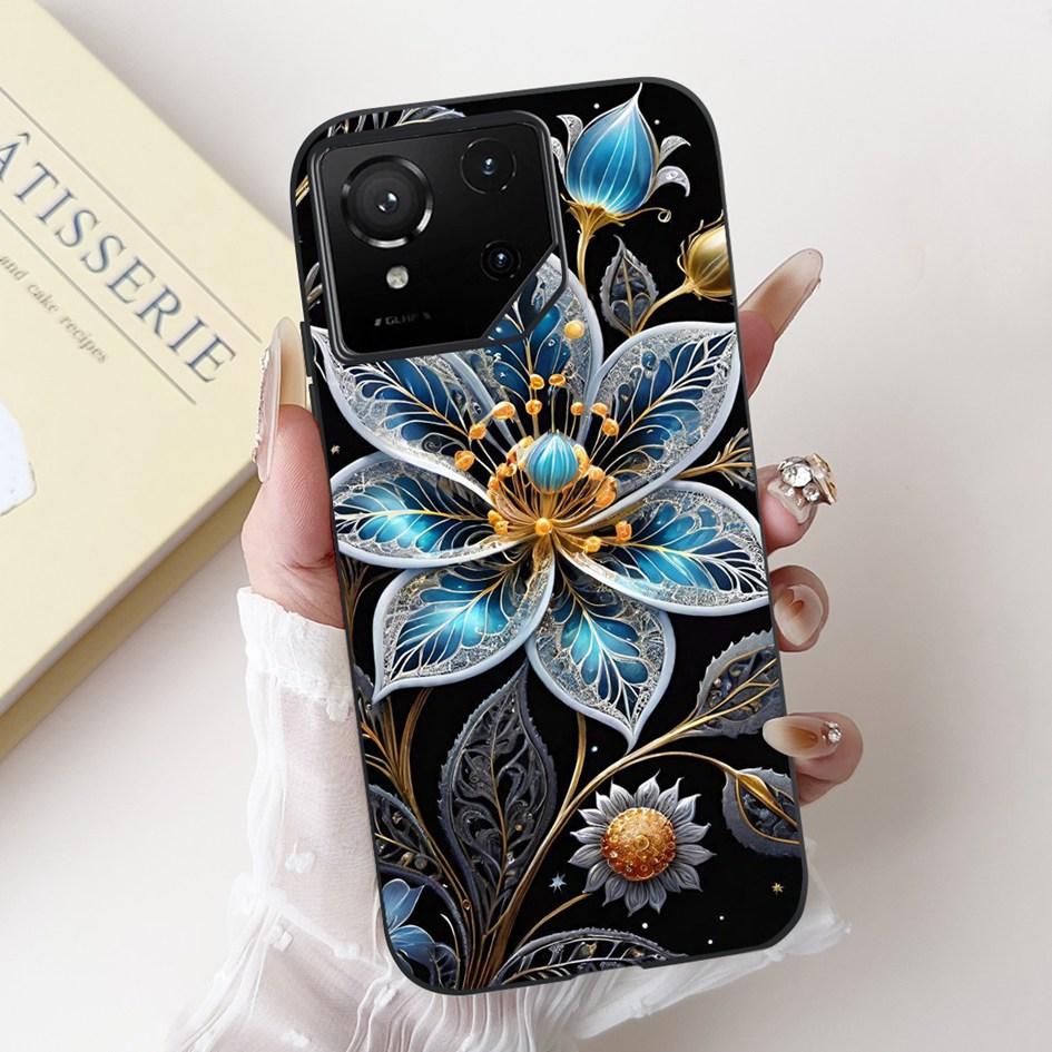 For Asus Rog Phone 9 Pro 5G Case Popular Flower Cartoon Soft Black Silicone Shockproof Cover For Asus Rog Phone 9 FE Phone9 Capa