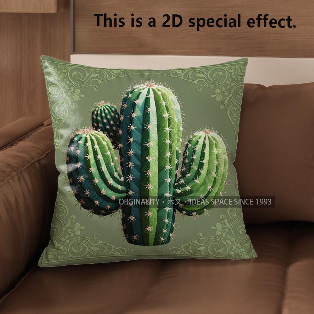 2D Bohemian Cactus Print Throw Pillow Covers Pattern Cushion Cover Suitable For Sofa Bedroom Car Pillow Cover