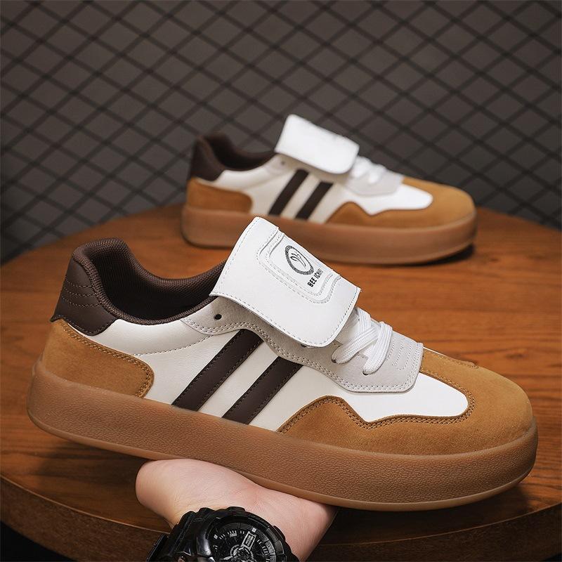 Fashion New Shoes for Men Women Genuine Leather Casual Shoes Trend Striped Flat Skateboard Shoes Street Cool Lace-up Sneaker
