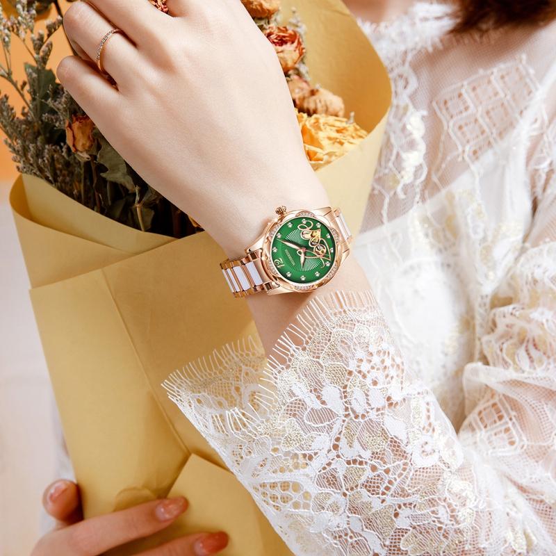 Montres pour femmes au design élégant Montres mécaniques automatiques pour femmes de luxe de marque supérieure en céramique
