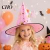 Cosplay Witch Hat Halloween Wizard Hat, Adult Kids Cone with Spider Party Accessory Web Star Decor, Gothic Costume Prop, Trick or Treat Black
