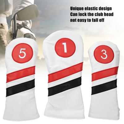 3PCS PU Leather Waterproof Thicken Lining   Putter Head Cover Wooden   Headcovers Accessory