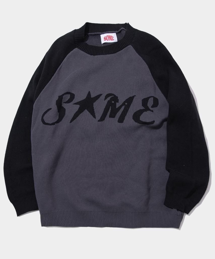 SOME PLACE Raglan Some Lettering Logo Graphic Oversized Long Sleeve Knit_ 3 Colors