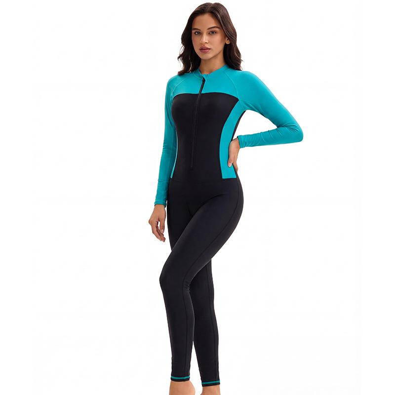 New Middle Eastern tight long-sleeve one-piece swimsuit for women, full coverage sun protection, conservative diving swimwear wholesale