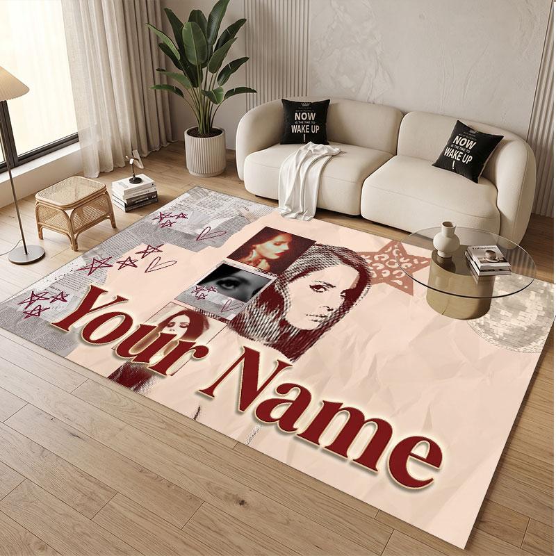 Custom Name Crystal Velvet Rug,Lana Del Rey Comfortable Anti Slip Floor Mat For Room Decoration