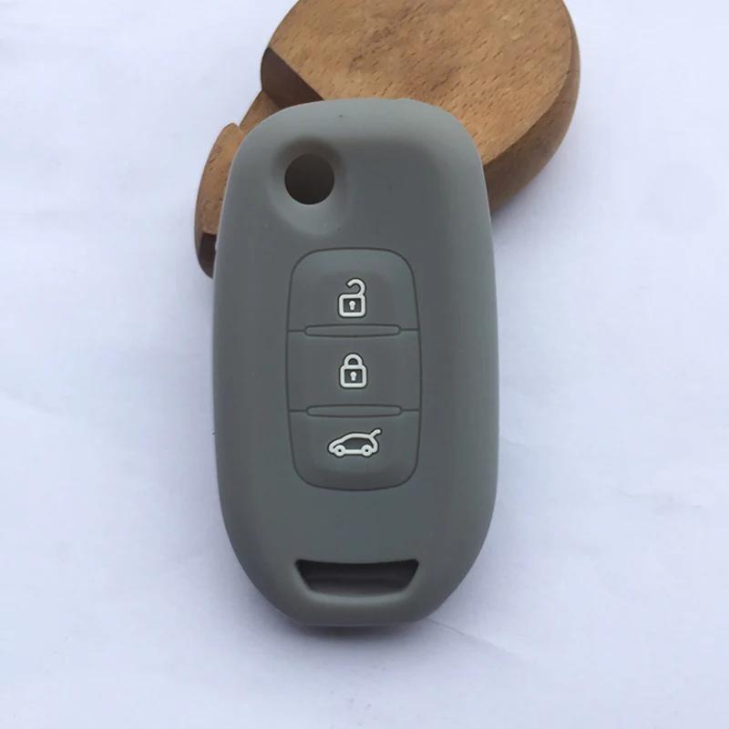 Siliconen Auto Sleutel Auto Hoesje Cover voor Renault Kadjar 3 Knops Klapbare Sleutel Hoesje Cover Shell