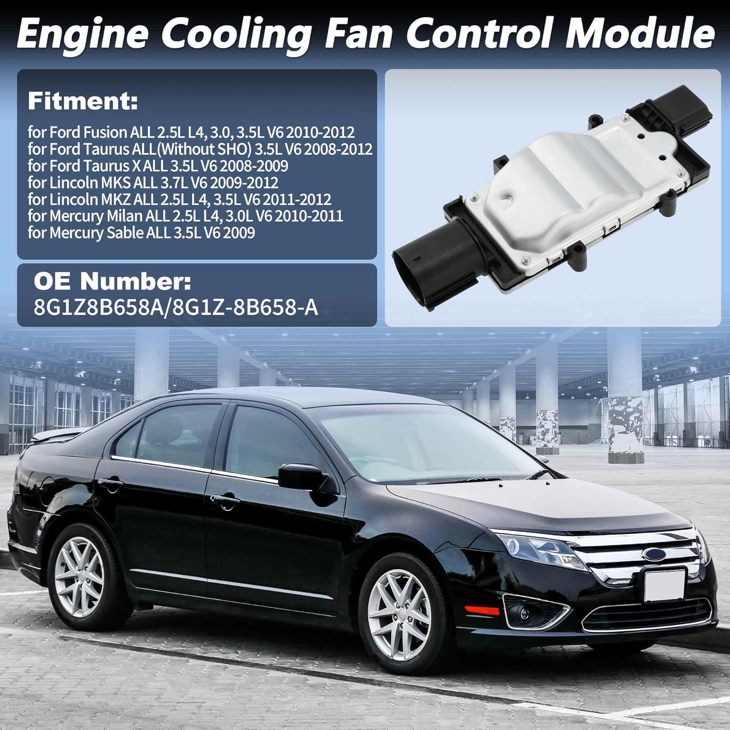 8G1Z8B658A Engine Cooling Fan Control Module for Ford Fusion Taurus x for Lincoln MKS MKZ for Mercury Milan Sable Radiator Fan Control Module Unit