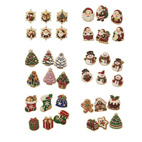 DIY Kunst-Sets mit Kunstperlen 6 Stück/Set Kühlschrankmagnet-Set, Weihnachts-Schneemann-Baum-Weihnachtsmann Feiertags-Heimdekorationen Magnete, Mosaik-Kühlschrank-Dekoration für