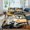 Excavator King Queen Duvet Cover Cartoon Construction Truck Bedding Set for Kids Boys Girls Tractor 2/3pcs Polyester Quilt Cover