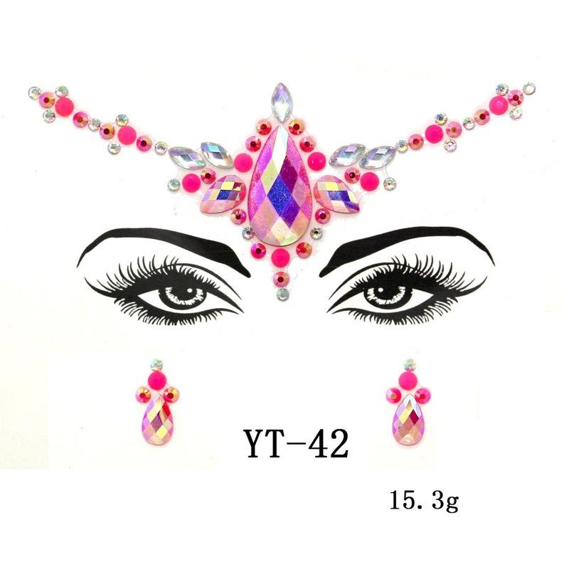 1Pcs 3D Crystal Face Stickers Decoration Face Eye Stickers Chest Sticke Glitter DIY Jewelry Festival Party Temporary Tattoo Stickers for Women