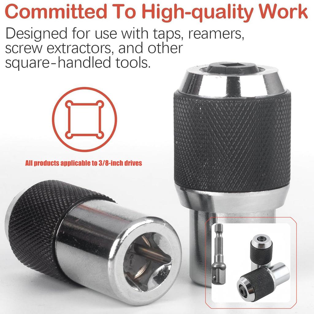 Carbon Steel Tap Wrench Chuck With 3/8 Drive 65mm Extension Bar For Precision Threading And Ratchet Mechanism