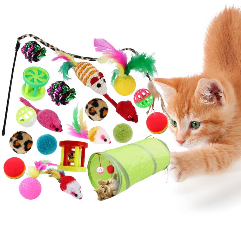 Pet Set Toy Indoor Tunnel Cave Cat Stick Fake Mouse Ball Interactive Supplie