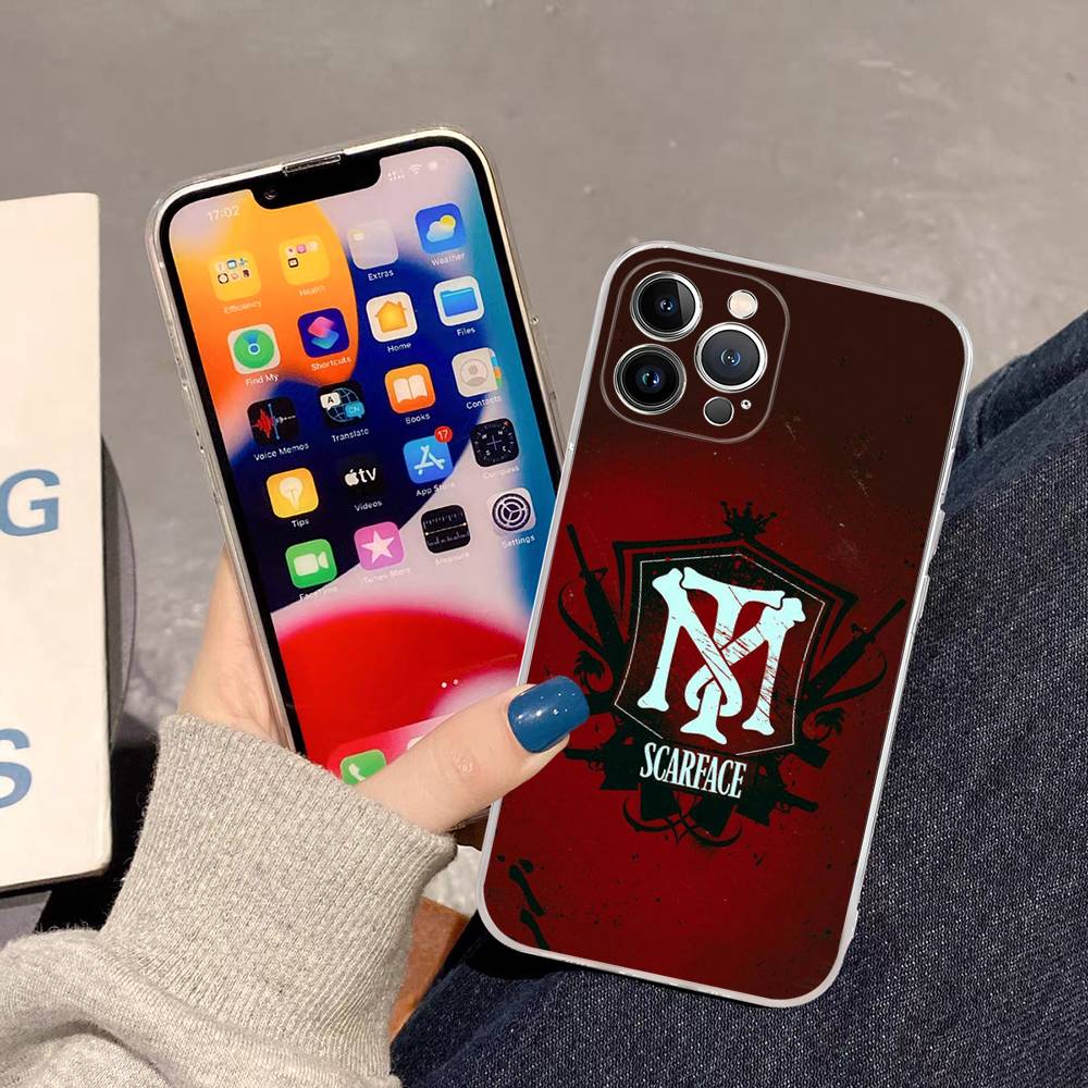 

Classic S-Scarface Film Tony Transparent Soft Phone Case For IPhone 15 12 14 16 17 13 Plus 11 Pro Max 13 Pro iPhone 14 plus