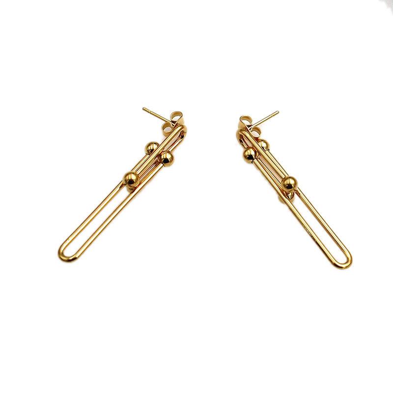 Accessori Orecchini Frangiati a Forma di U Francesi Femminilità Alto Senso Orecchini Piccola Fragranza in Oro 18K Non Sbiadiscono