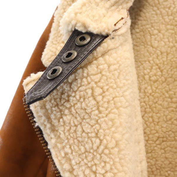 AVIREX Long Sleeve Mouton Double Riders Jacket M Brown Women Used