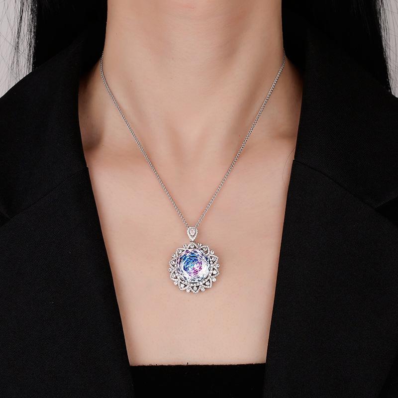 Jewelry Copper Bottom Gold Plated Rose Cut Gradual Change Color Retro Pendant Main Stone 18Mm