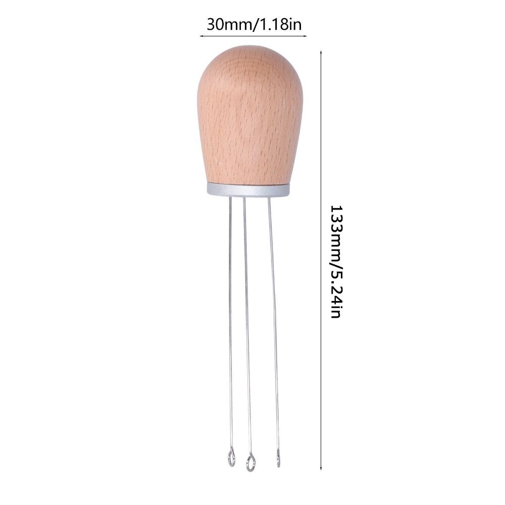 Wooden Handle Needle Coffee Stirrer 304 Stainless Steel Needles Coffee Leveler Tool For Home