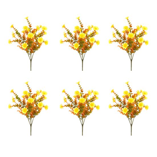 6 Pcs Artificial Fall Flowers UV Resistant Faux Plants Outdoor Decoration Realistic Fake Flower Bundles for Thanksgiving Porch Window Box Planter