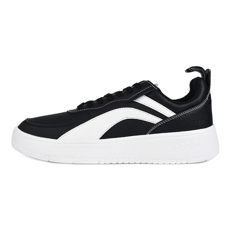 Li Ning Wave Superwave Vintage Lightweight Low top Skateboard Shoes Unisex Black White AGCN121-2