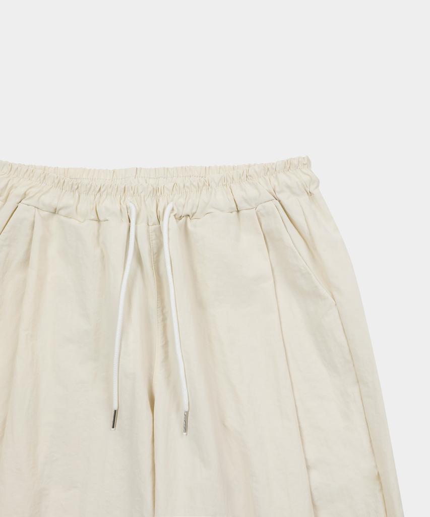 SLOW RECORD HOUSE Nylon One-Pleat Pants_Cream