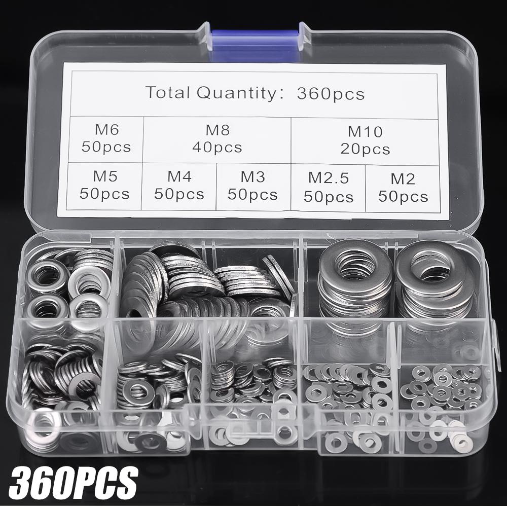 180-684Pcs Stainless Steel Washer Assortment Kits Metal Screw Flat Washers Rings Plain Gaskets Fasteners for Screws Bolts M2-M12