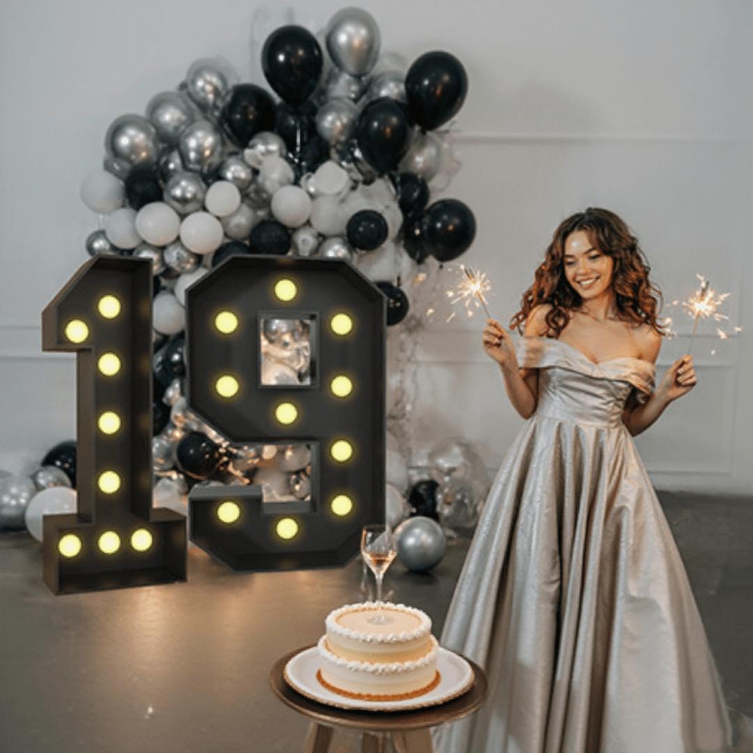 1 pz 73 cm Numeri Luminosi da Insegna Digitale, Pannello KT Nero 0-9 con Luci Calde, Ideale per Decorazioni di Feste, Accessori per Photo Booth cm