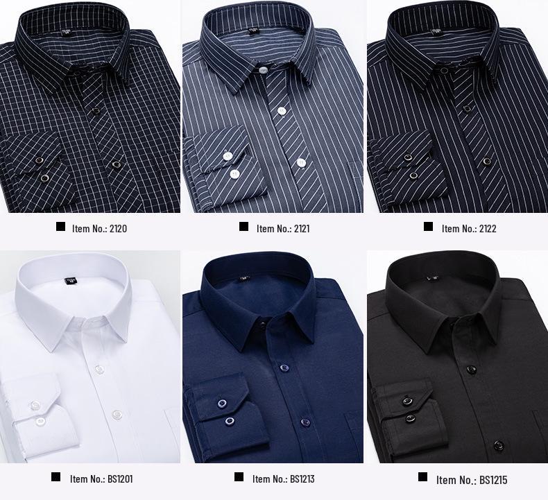 Men's Business Casual Striped Long-Sleeve Shirt - Simple and Fashionable