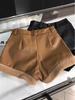 Women's Coffee Ruffled Winter Lamb Wool High-Waist Wide-Leg Retro Booty Shorts