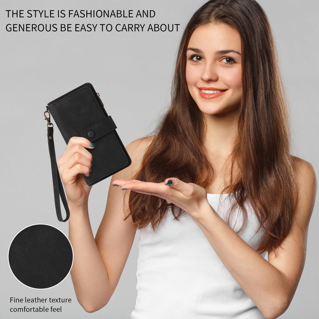 For Samsung Galaxy A35 5G Zipper Wallet Case with 15 Card Slots and Strap Leather Phone Cover
