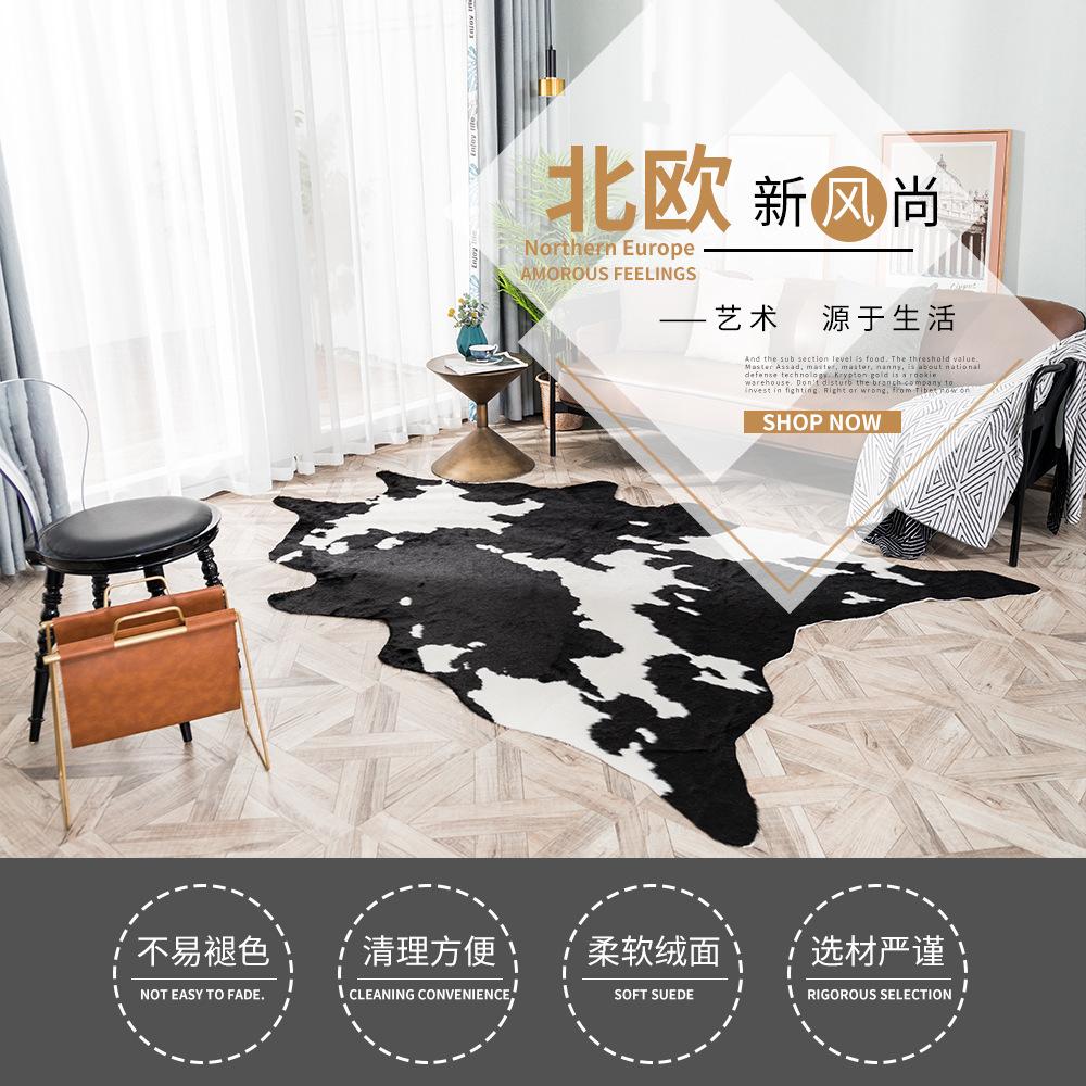 Plush Carpet Living Room Bedroom Area Rugs Cow Children Room's Floor Carpet Artificial Fur Skins Bedside Soft Mat for Bathroom