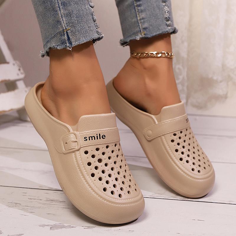 Lucyever Summer Hollow Out Closed Toe Slippers Women Lightweight Soft Sole Casual Sandals Woman Non Slip Beach Flip Flops Female