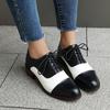 Woman Oxford Dress Shoes Comfy Multicolor Brogues Pumps Wing Tips Lace Up Patchwork Two Tone Color for All Events
