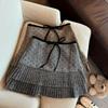Women's High-Waist Polka Dot Woolen Pleated A-line Short Skirt for Autumn/Winter