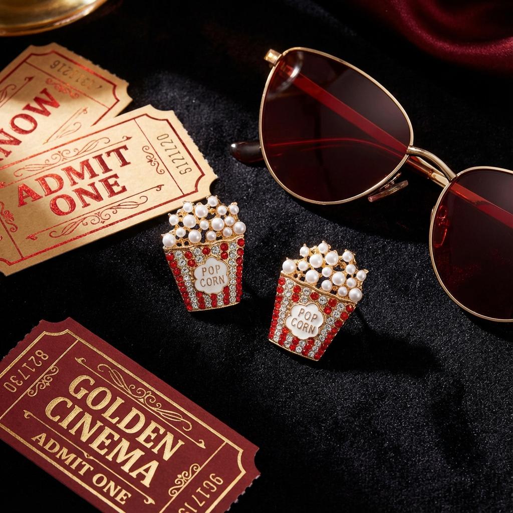 Statement Popcorn Shaped Rhinestone Earrings for Women Fashionable Imitation Pearl Popcorn Earrings Jewelry Accessories