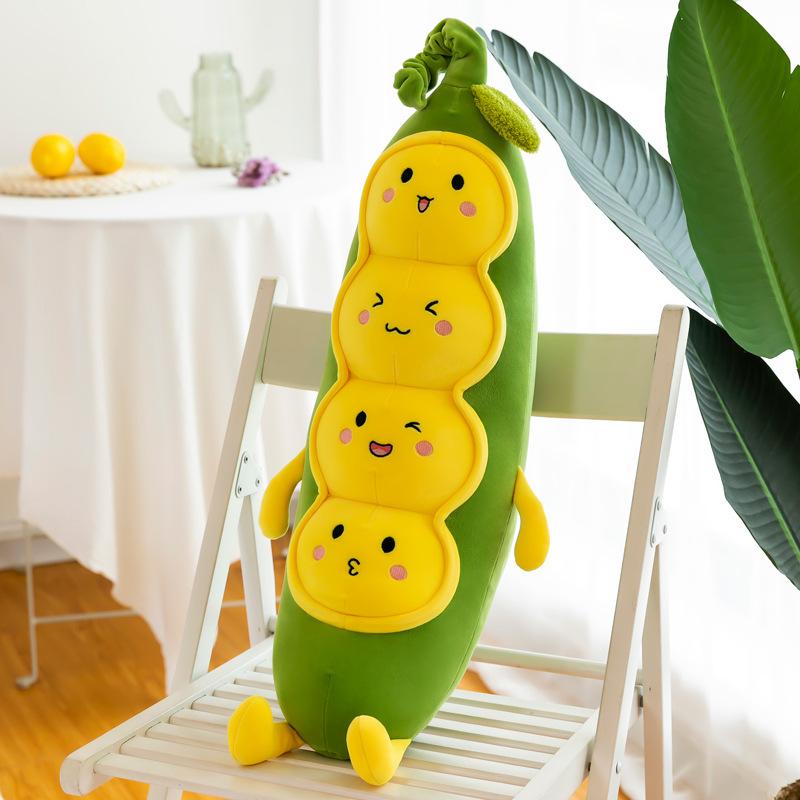 Large Pillow Cute Vegetables Pods Pea Shape Stuffed Plush Toys New Creative Plant Doll Pillow Cushion Toy for Baby Children Gift