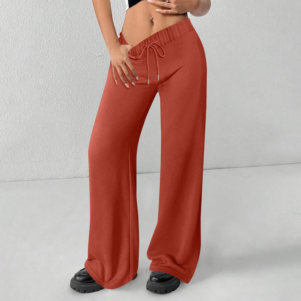 Dámské tepláky s vysokým pasem a širokými nohavicemi, ležérní jogger kalhoty