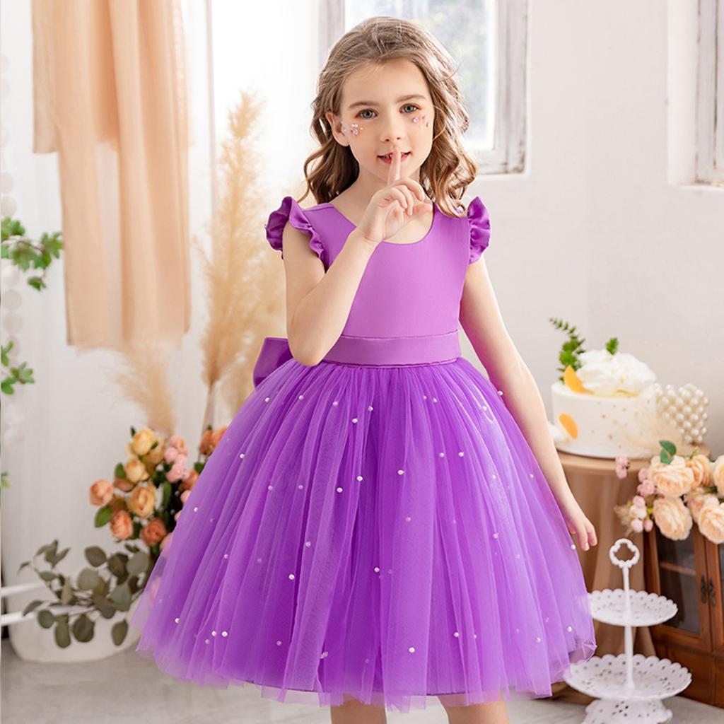 Girl Dress Party Gown Tulle Satin Pageant Birthday Princess Ruffle  Gown