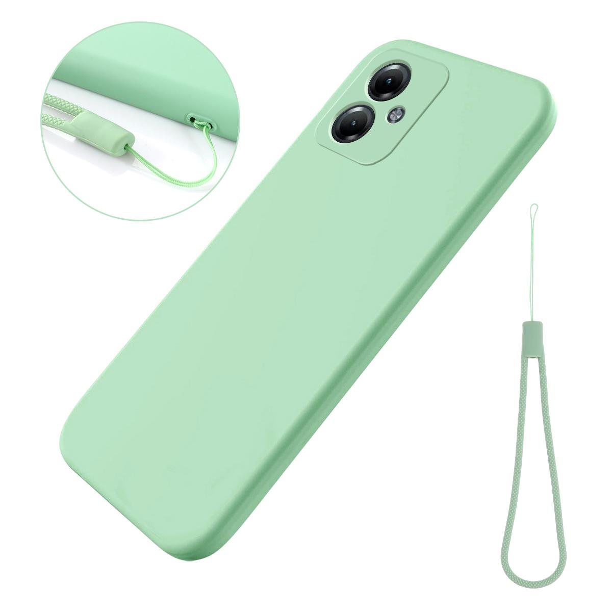 

For Motorola Moto G54 5G Case Liquid Silicone Phone Shell Anti-Scratch Phone Cover with Strap Green