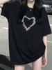 Koreanischer Stil Einfache Herz Muster Damen T-Shirts Sommer Mode Baumwolle Tops Bequem O-Ausschnitt Kurzarm Weich Oversize Kleidung