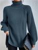 Autumn Winter Knitwear Mid Length Raglan Sleeve High Collar Split Hem Sweater Dress Luxurious Relaxed-fit Slimming and Versatile Top