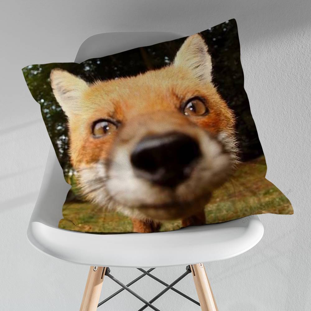 Cute Fox Animal Expression Throw Pillow Case Living Room Sofa Cushion Cover For Home Bedroom Decoration Protector