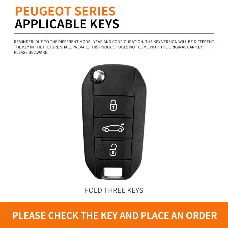 Leather Zinc Alloy Car Key Case Bag Shell Holder Protection Fob For Peugeot 308 408 508 2008 3008 4008 5008 Keychain Accessories