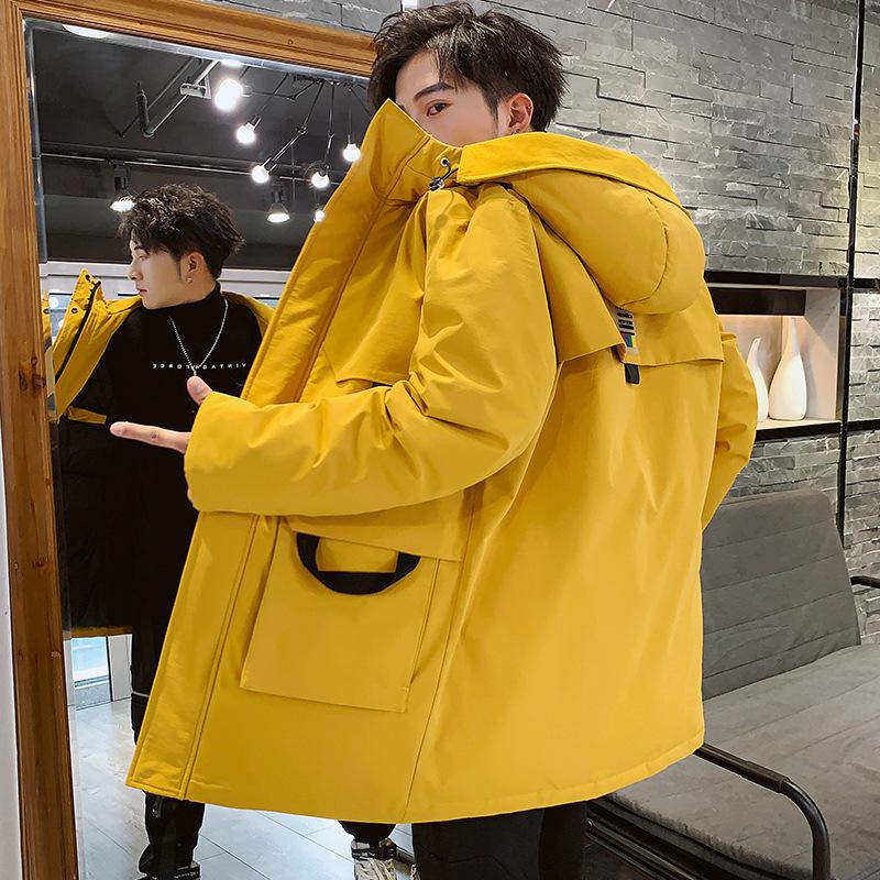Anti-season Clearance Down Jacket for Men, Winter Medium and Long Thick Warm Trend Tooling Coat for Men, Korean Hooded