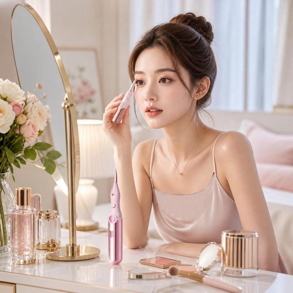 Lasting Curling Heated Eyelash Curler Wide Angle Rechargeable Eyelash Curler  Makeup Tool