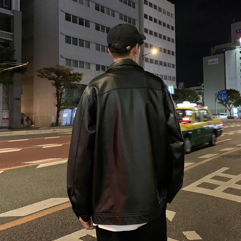 2024 Men's Trendy Motorcycle Leather Jacket - Korean & Hong Kong Style for Spring/Autumn